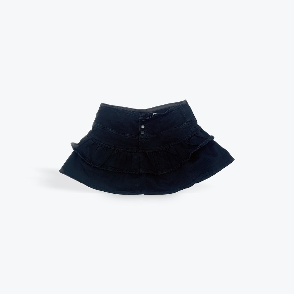 Love Trends Black Denim Ruffle Mini Skort Womens Size S Casual‎ Cute